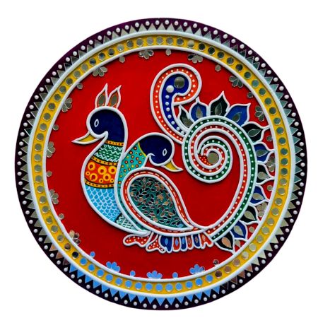Handpainted Peacock Motif Wall Plate